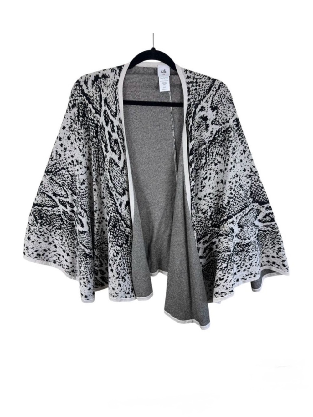 CAbi 100% Cotton Serpent Wrap Snakeskin Print Black White‎ One Size